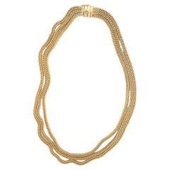 18 Karat Gelbgold Dreireihige Gliederkette im Spiga-Stil Gliederkette Halskette