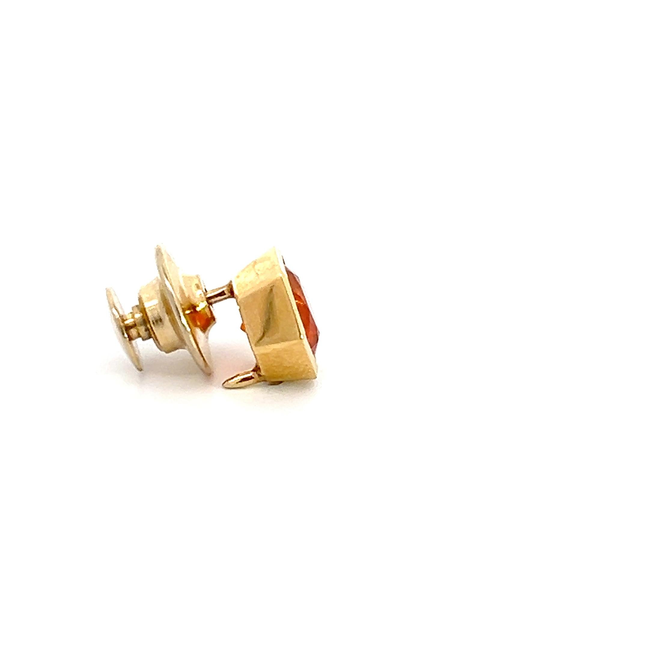 Round Cut 18k Yellow Gold Tie Tack/Lapel Pin Mexican Opal For Sale