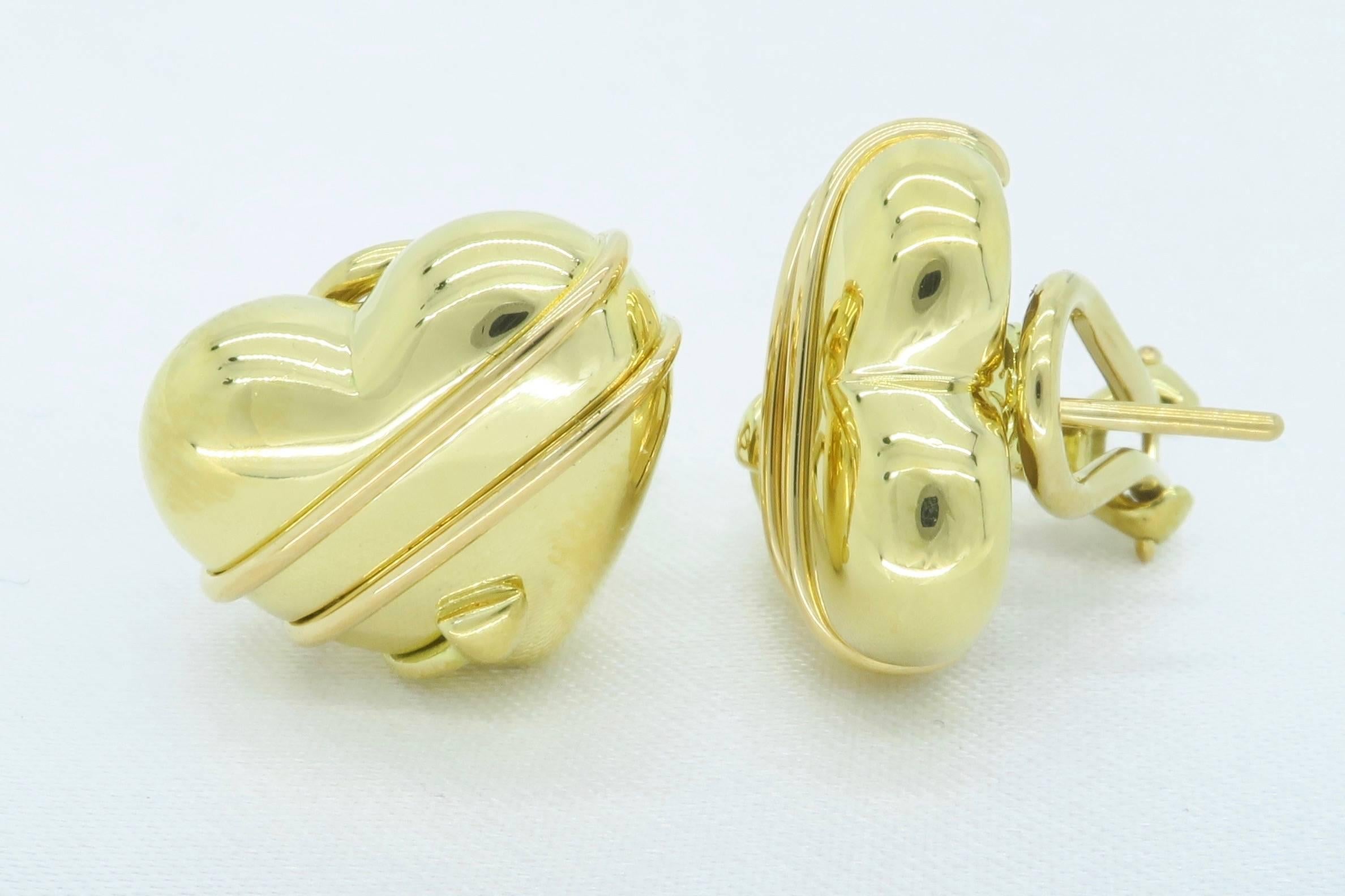 18 Karat Yellow Gold Tiffany & Co. Cupid Earrings In Excellent Condition In Webster, NY