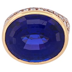 Vintage 18k Yellow Gold Tiffany 31ctw Tanzanite with 120 Round 4.2ctw VS G-H Diamonds