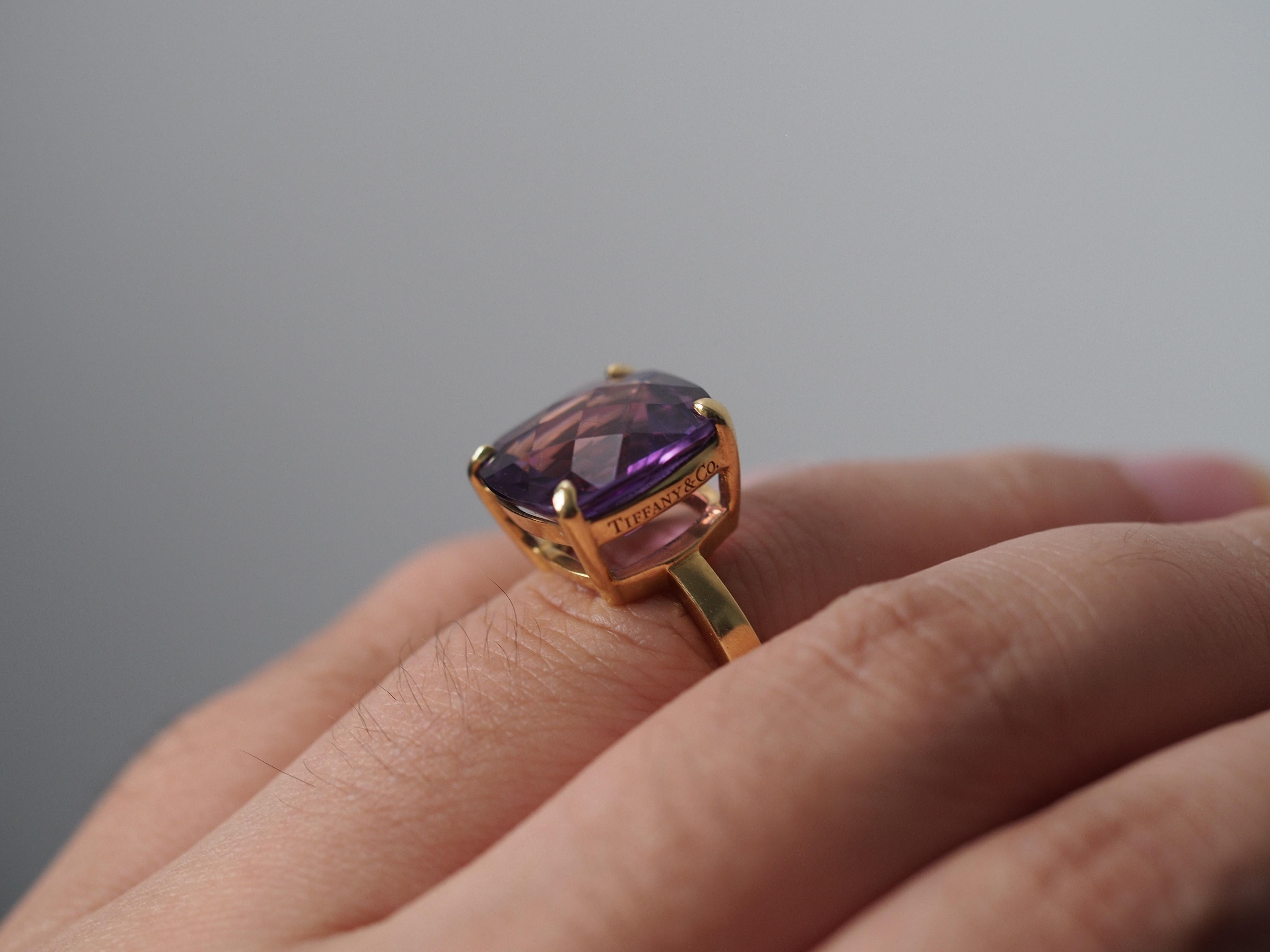 18 Karat Gelbgold Tiffany & Co Amethyst-Ring mit funkelndem Ring im Angebot 4