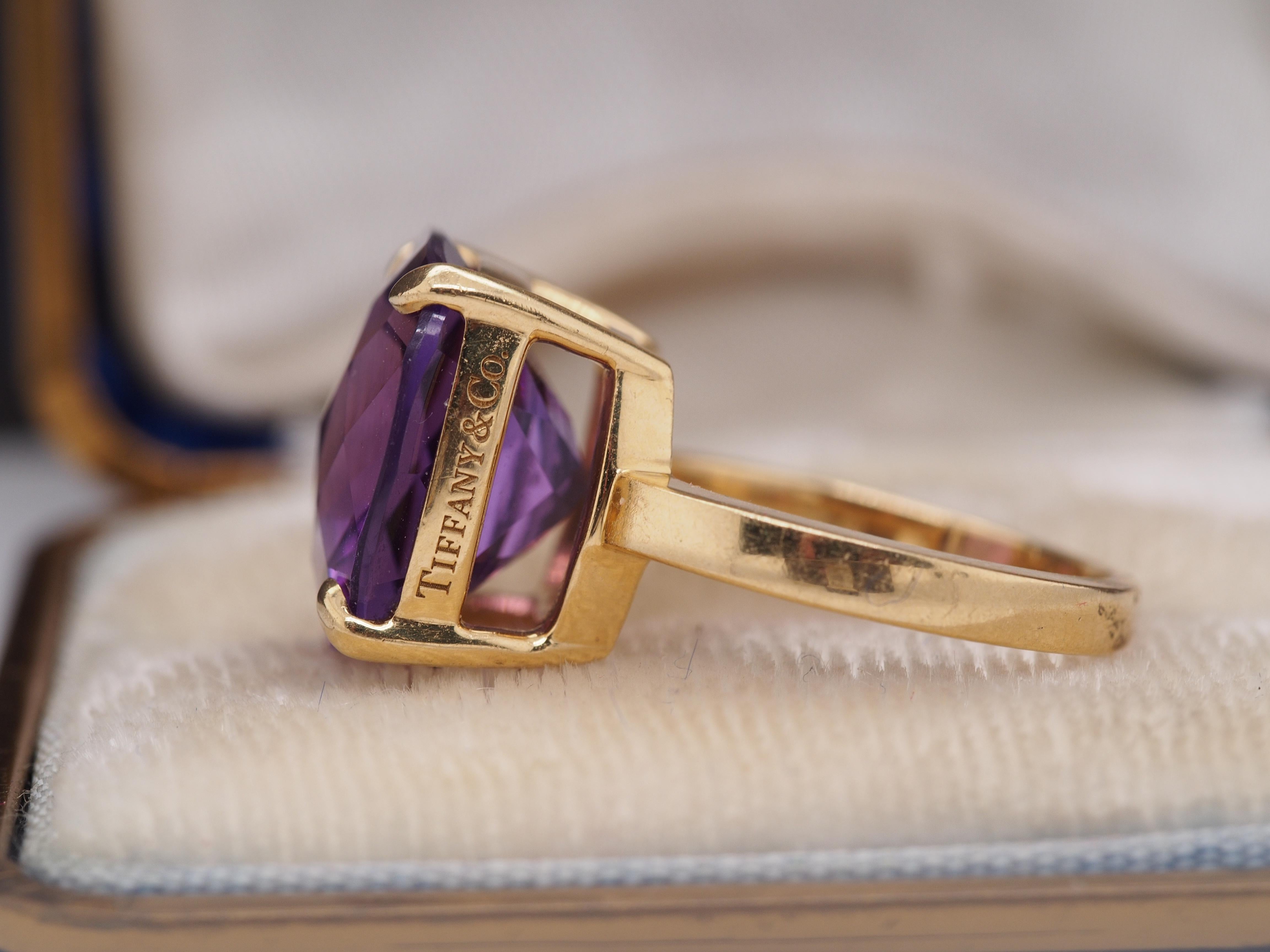 18 Karat Gelbgold Tiffany & Co Amethyst-Ring mit funkelndem Ring im Zustand „Gut“ im Angebot in Atlanta, GA