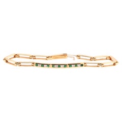 Retro 18K Yellow Gold Tiffany & Co Diamond and Emerald Bracelet