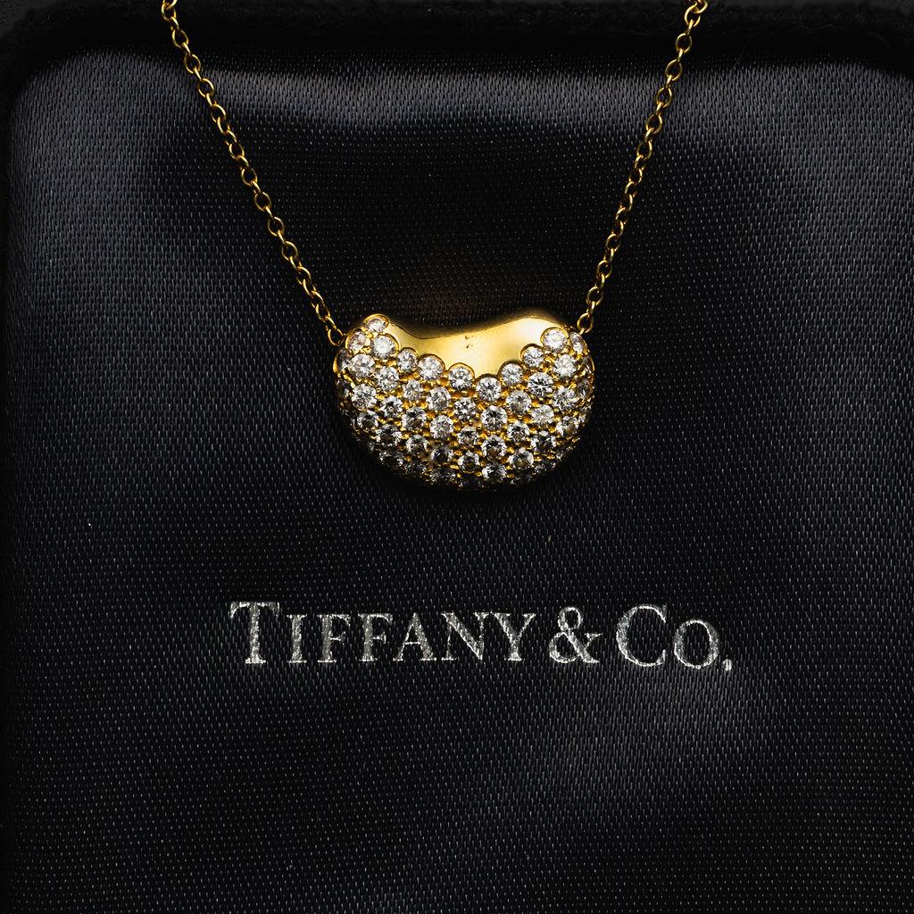 Or jaune 18 carats Tiffany & Co. Collier de haricots en diamants Elsa Peretti Design en vente 3