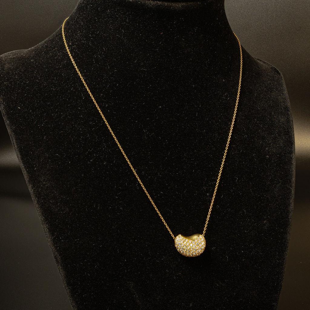 Or jaune 18 carats Tiffany & Co. Collier de haricots en diamants Elsa Peretti Design en vente 4