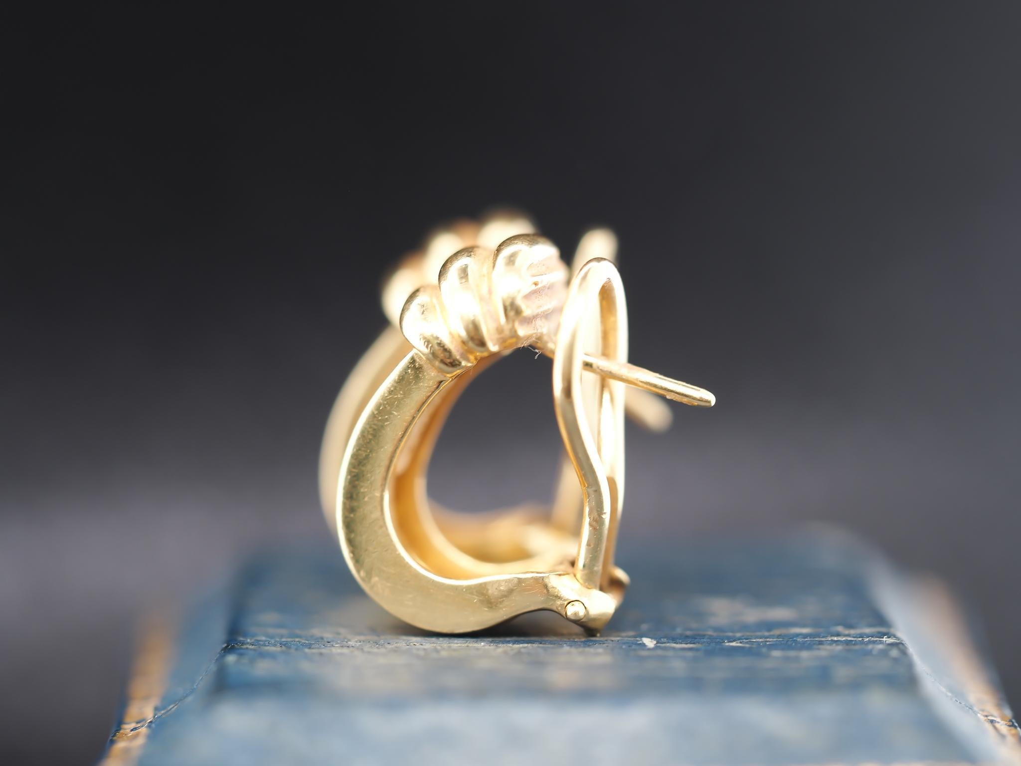 18K Yellow Gold Tiffany & Co. Earrings Circa 1995 For Sale 1