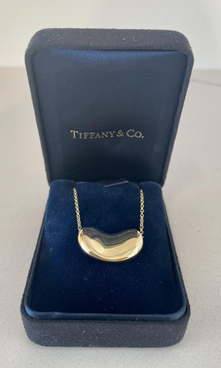 Tiffany & Co Elsa Peretti Large 18k Yellow Gold Bean Pendant on 30