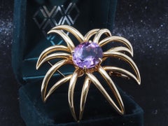 18K Yellow Gold Tiffany & Co. Fireworks Amethyst Brooch Pin - VHK#3c