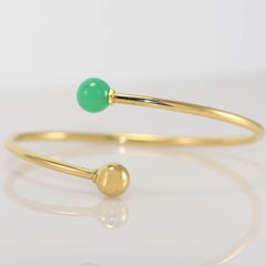 18k Yellow Gold Tiffany & Co. Hardware Ball Bypass Bangle Bracelet