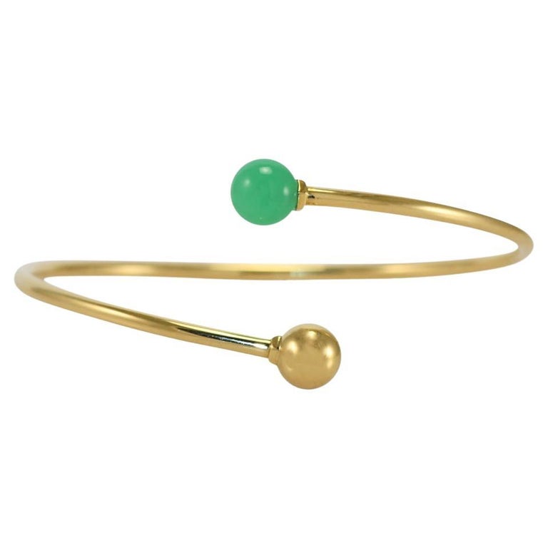 18k Yellow Gold Tiffany and Hardware Ball Bypass Bangle