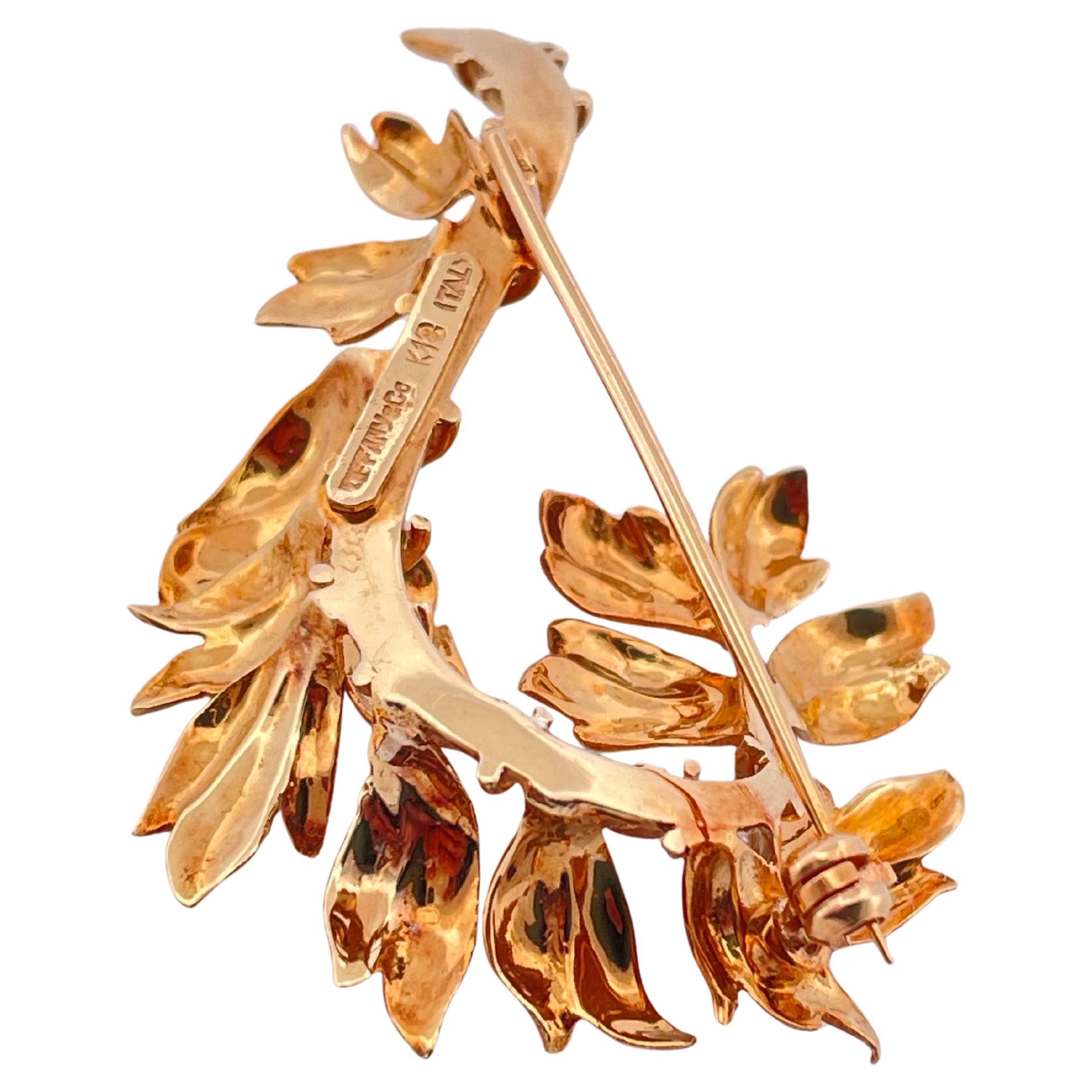 Broche en or jaune 18k Tiffany & Co Leaf and Branch Unisexe en vente