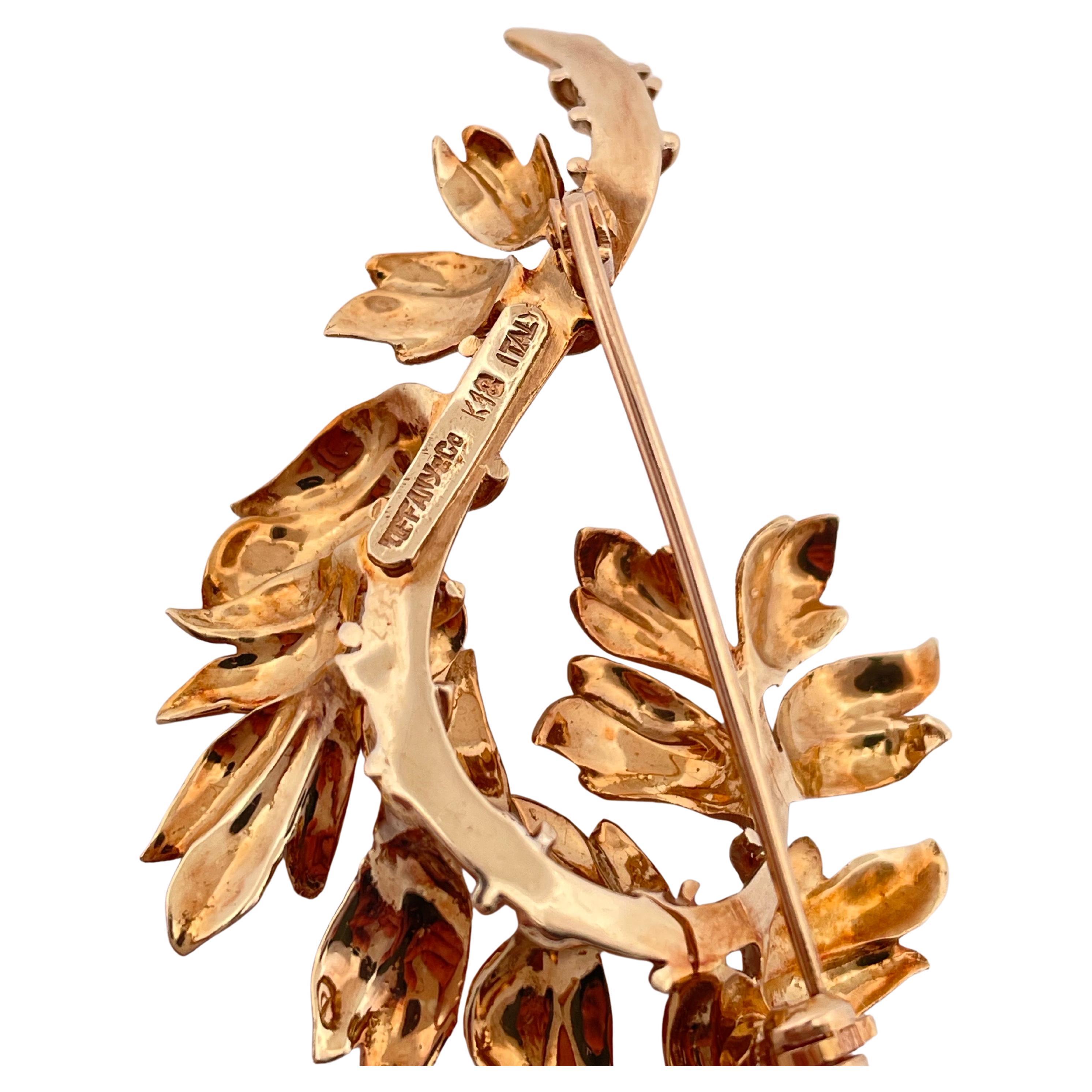 Broche en or jaune 18k Tiffany & Co Leaf and Branch en vente 3