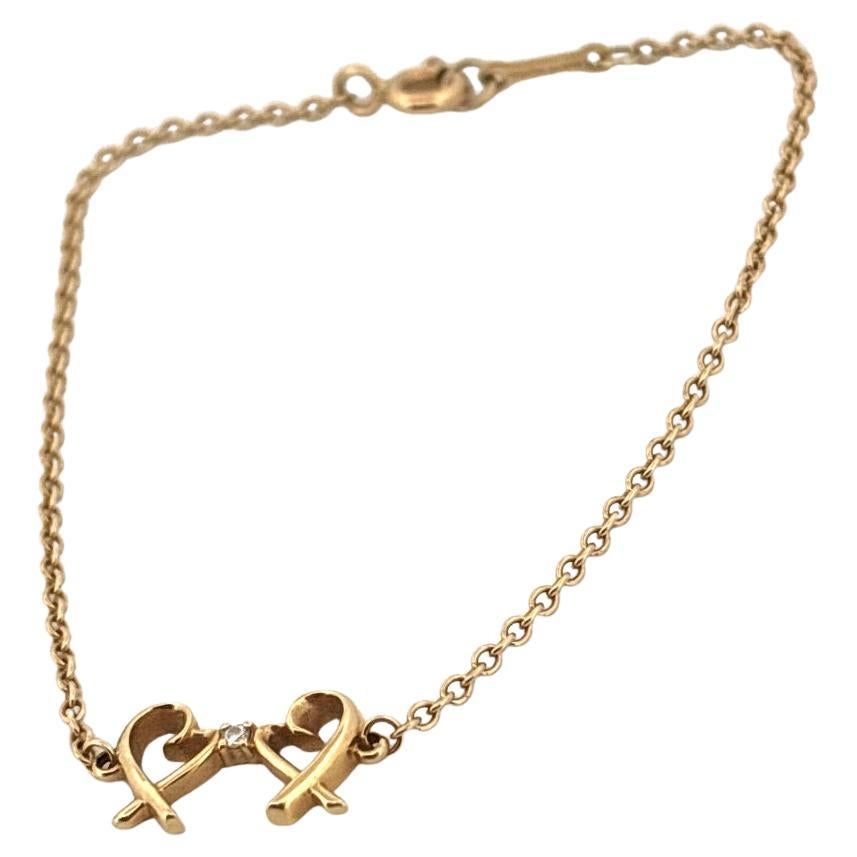 Taille ronde Or jaune 18K Tiffany & Co. Paloma Picasso - Bracelet à double cœur d'amour en vente