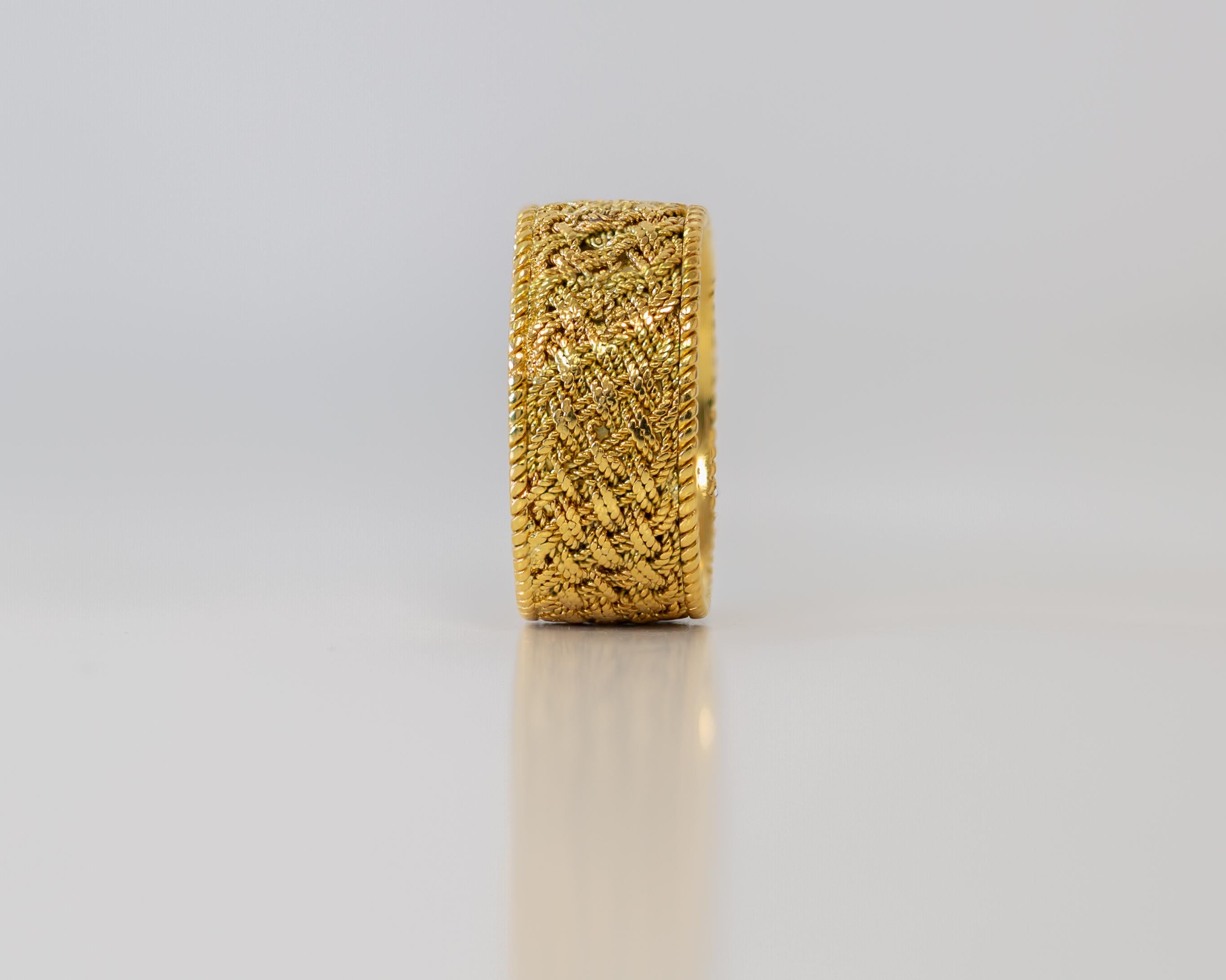 Or jaune 18 carats Tiffany & Co. Bague de style tissé / maille Unisexe en vente
