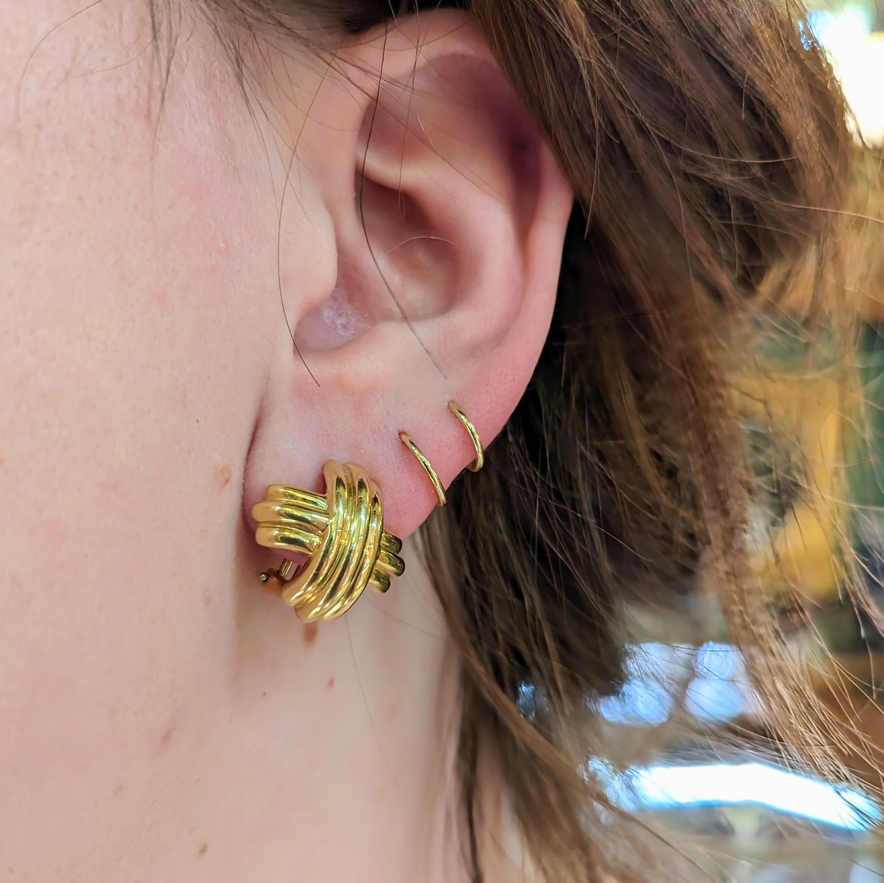 18k Yellow Gold Tiffany and Co. X Signature Earrings at 1stDibs