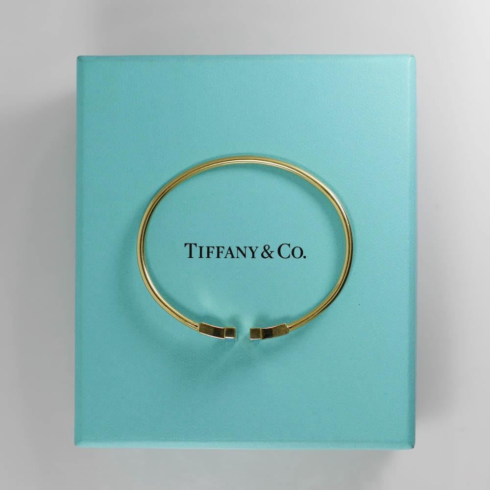 Mixed Cut 18k Yellow Gold Tiffany & Co. T Wire Turquoise Bracelet, 6.8gr with Box
