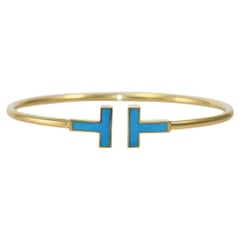 18k Yellow Gold Tiffany & Co. T Wire Turquoise Bracelet, 6.8gr with Box