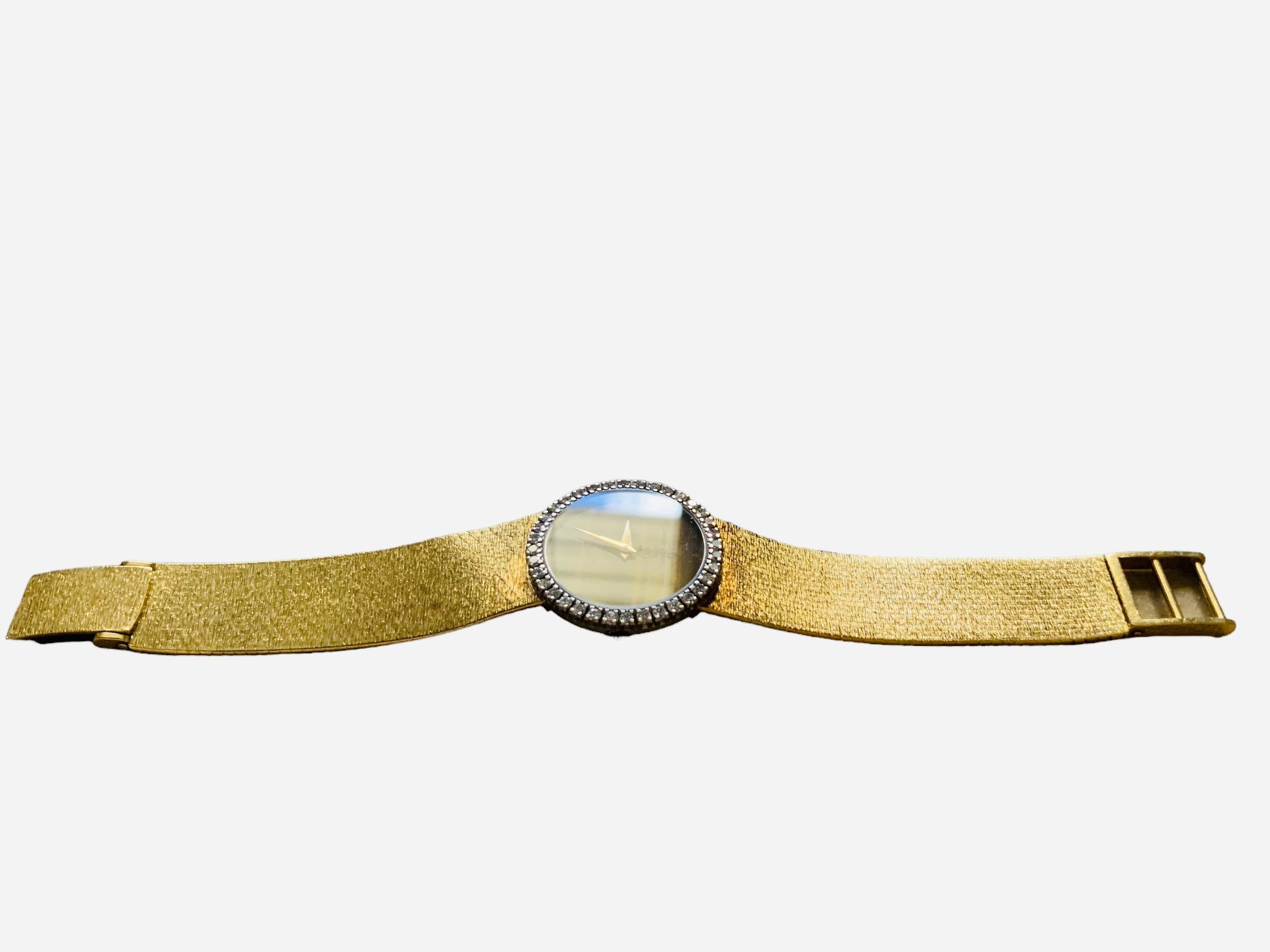 Women's 18K Yellow Gold Tiger Eye Baume & Mercier Women Wrist Watch For Sale