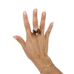 18K Yellow Gold Tiger Eye & Diamond Ring