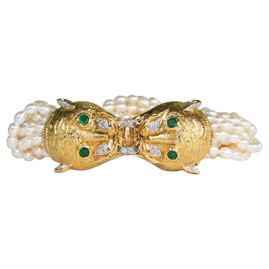 18K Yellow Gold Tiger Freshwater Pearl Bracelet