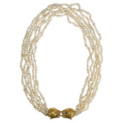 Collar de Perlas de Agua Dulce Tigre de Oro Amarillo de 18 K 159,8 g