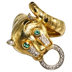 18K Yellow Gold Tiger Ring with Diamonds