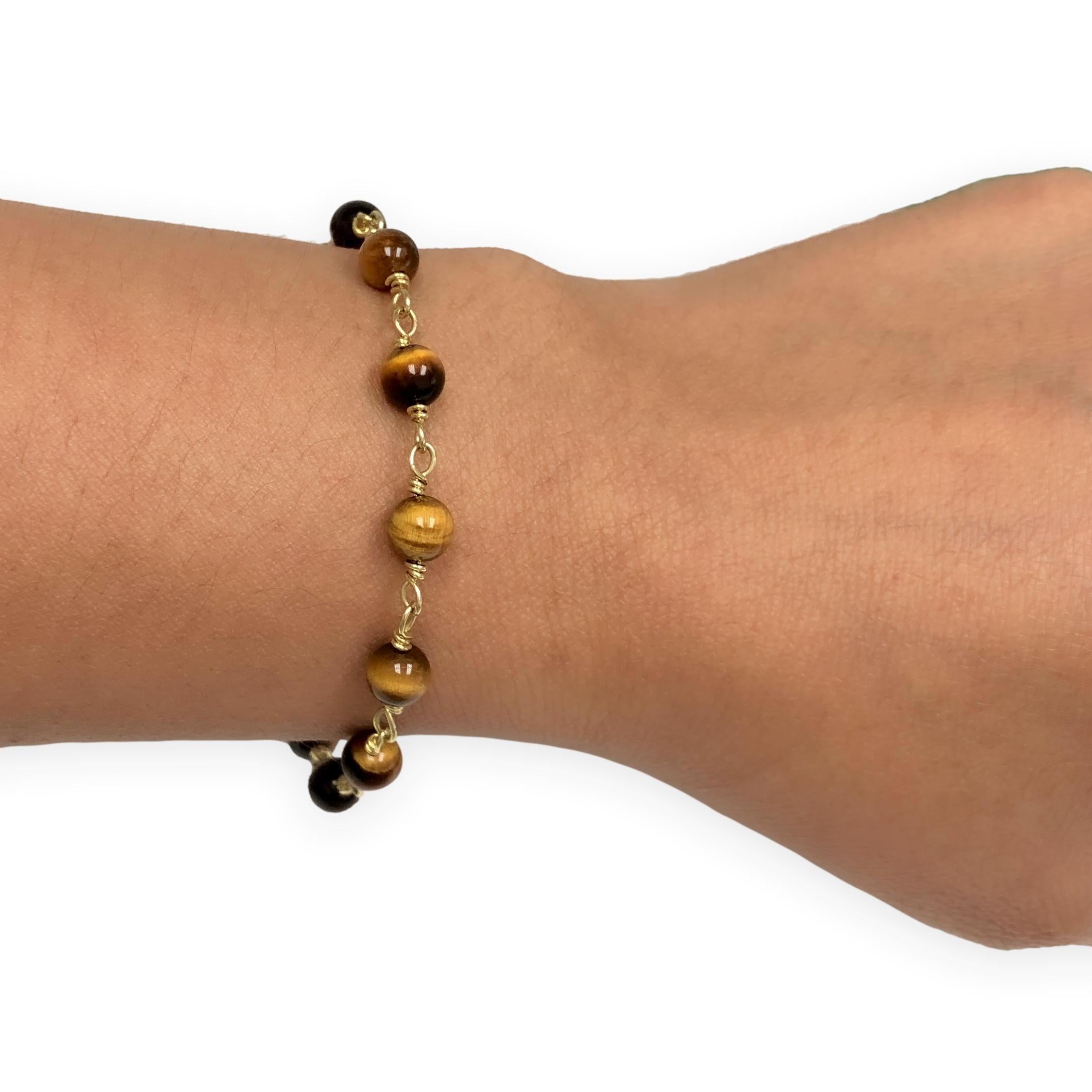 Bracelet en or jaune 18K Oeil de tigre, 7