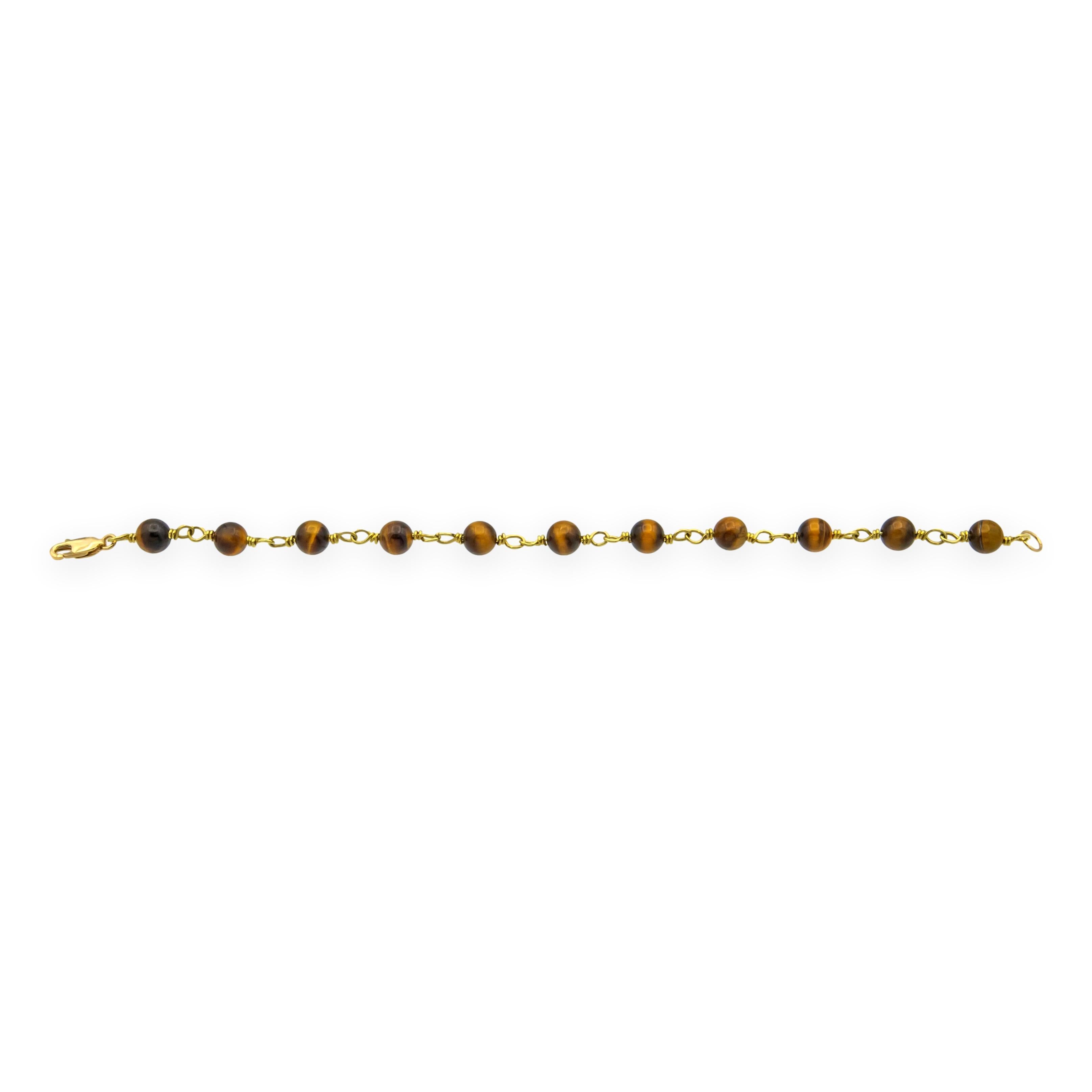 Contemporain Bracelet en or jaune 18K Oeil de tigre, 7