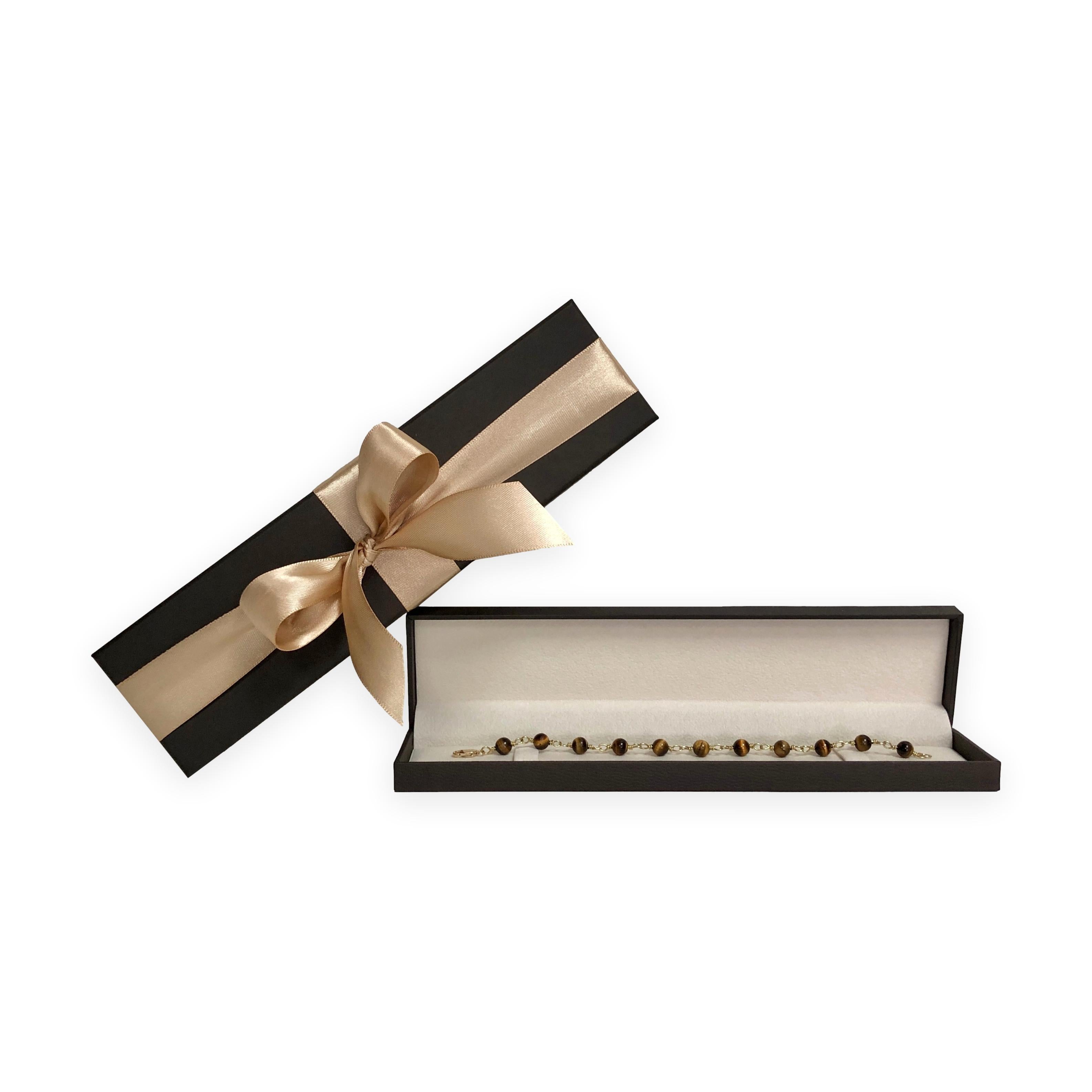 Bracelet en or jaune 18K Oeil de tigre, 7