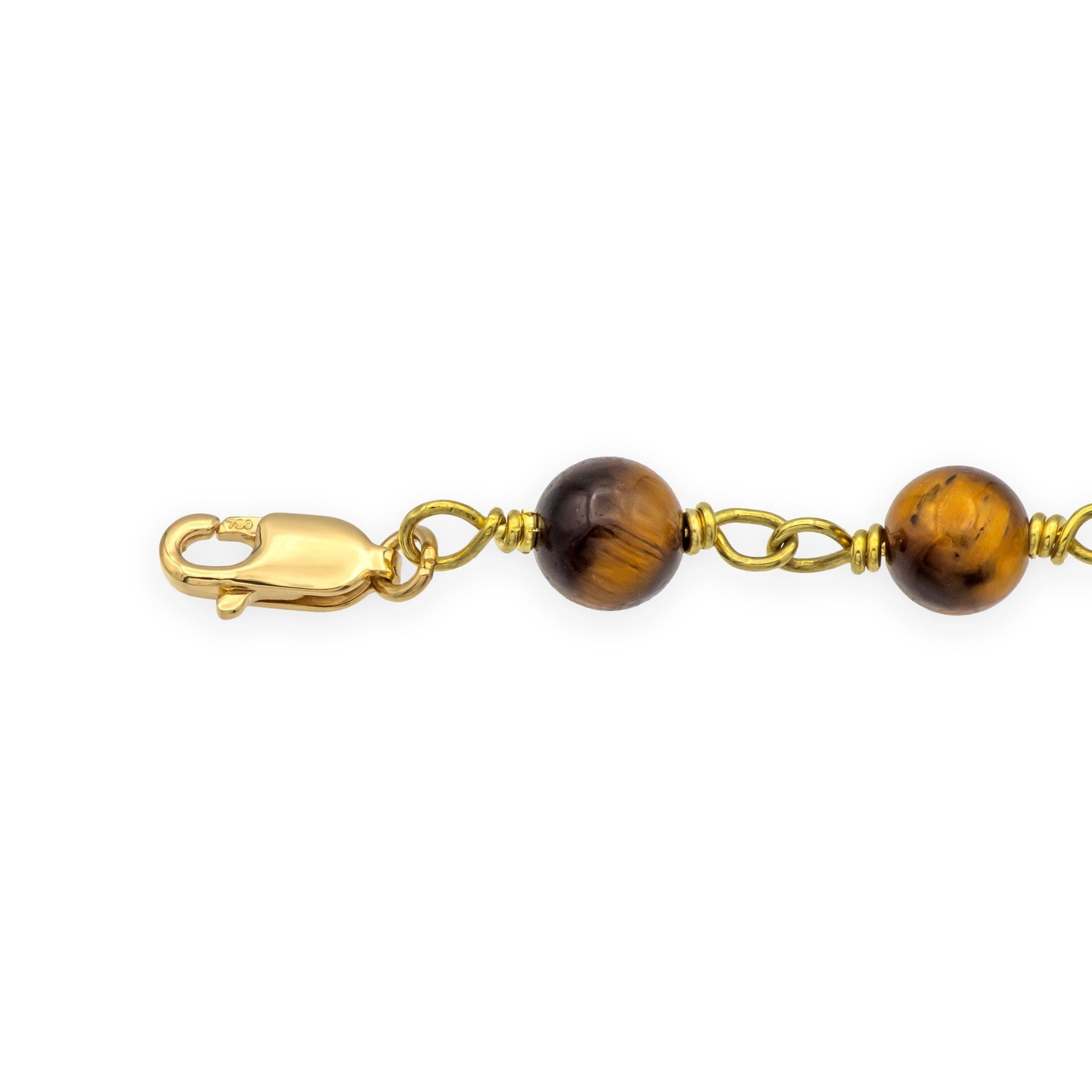 Bracelet en or jaune 18K Oeil de tigre, 7