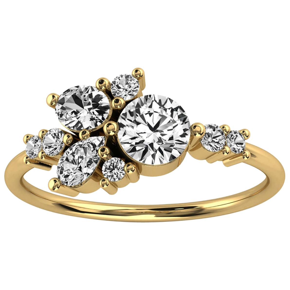 18k Yellow Gold Tima Delicate Scattered Organic Design Diamond Ring '3/4 Ct. Tw' For Sale
