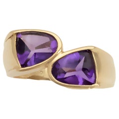 18K Yellow Gold Toi et Moi Amethyst Ring