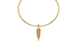LÖF 18k Yellow Gold Torque Necklace with a baguette diamond drop pendant