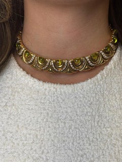 Collana girocollo con tormalina e diamanti in oro giallo 18K