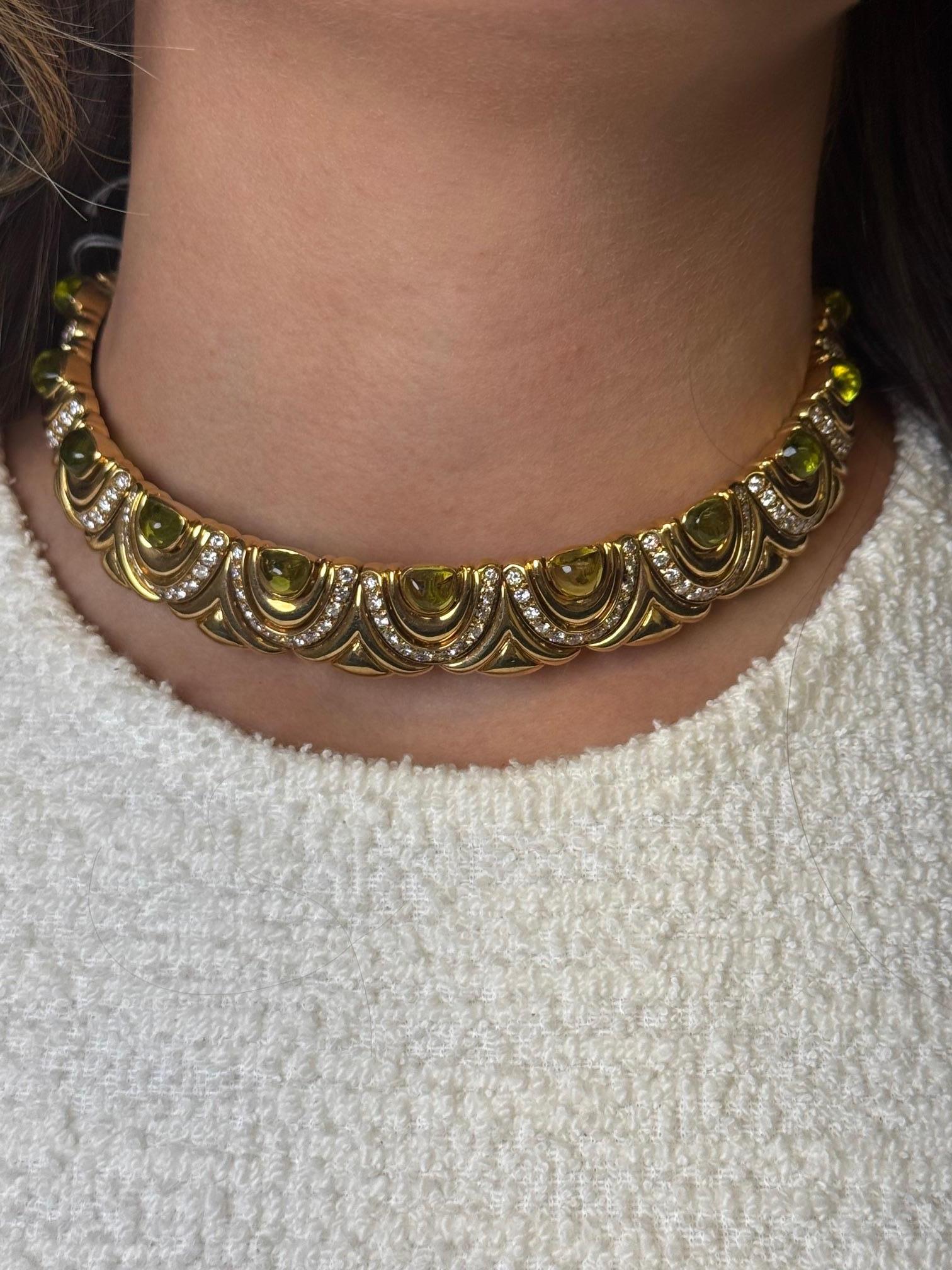 Collana girocollo con tormalina e diamanti in oro giallo 18K In condizioni ottime in vendita a Great Neck Plaza, NY