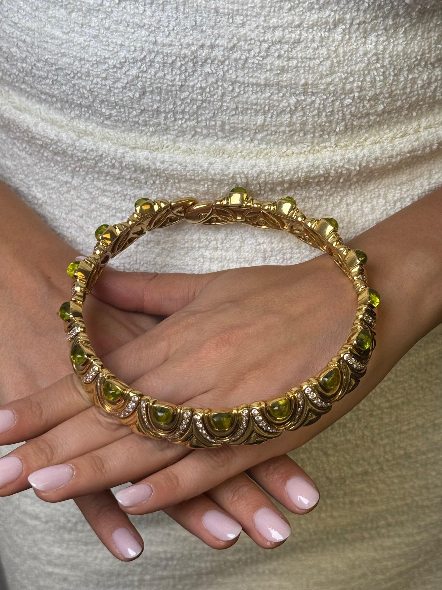 Collana girocollo con tormalina e diamanti in oro giallo 18K in vendita 1
