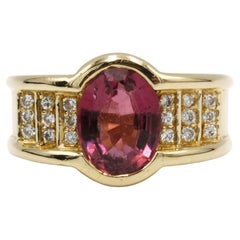 Anillo cóctel de oro amarillo de 18 quilates con turmalina y diamantes