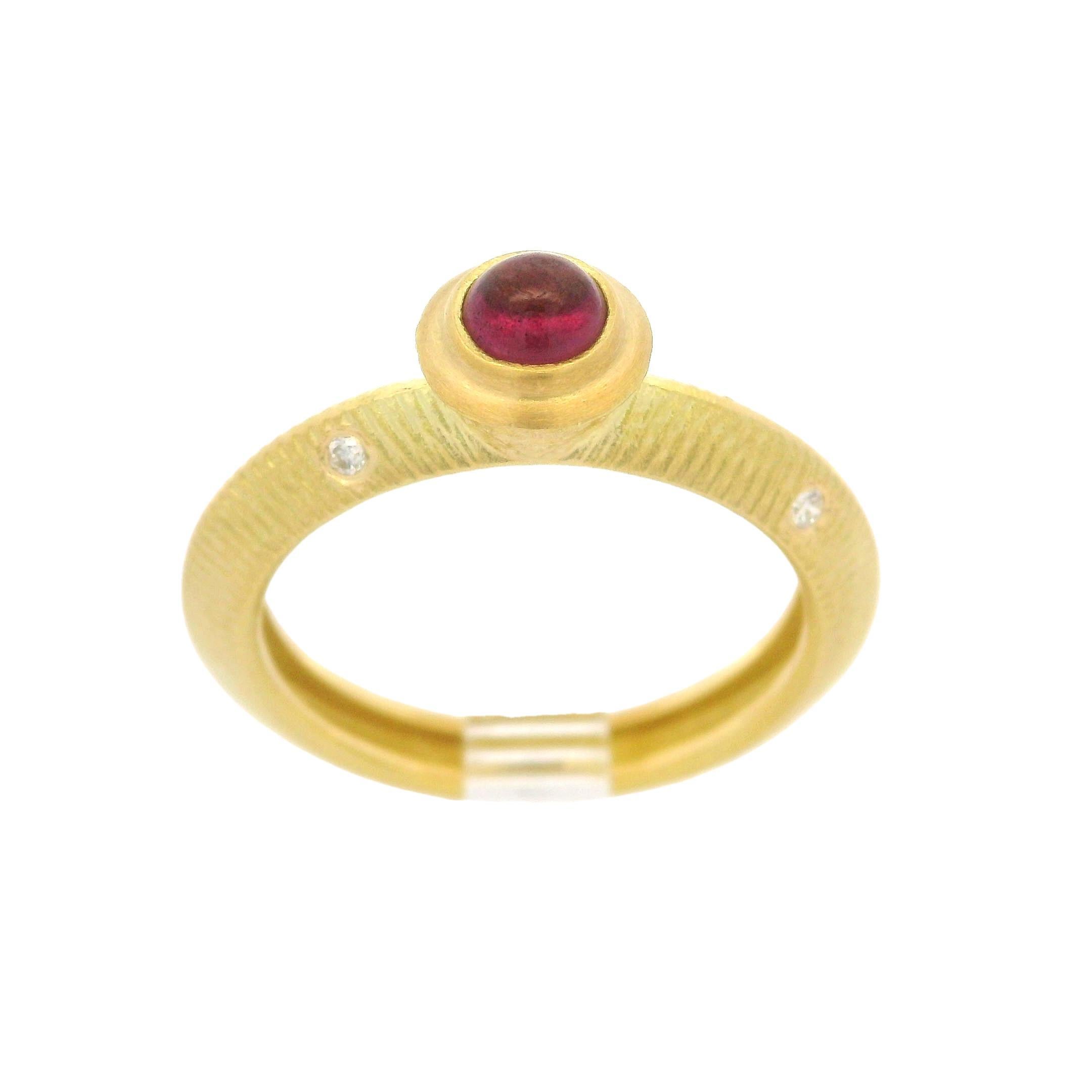 18k Yellow Gold Tourmaline & Diamond Accent Knife Edge Band Ring Size 6.5 1