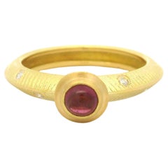18k Yellow Gold Tourmaline & Diamond Accent Knife Edge Band Ring Size 6.5