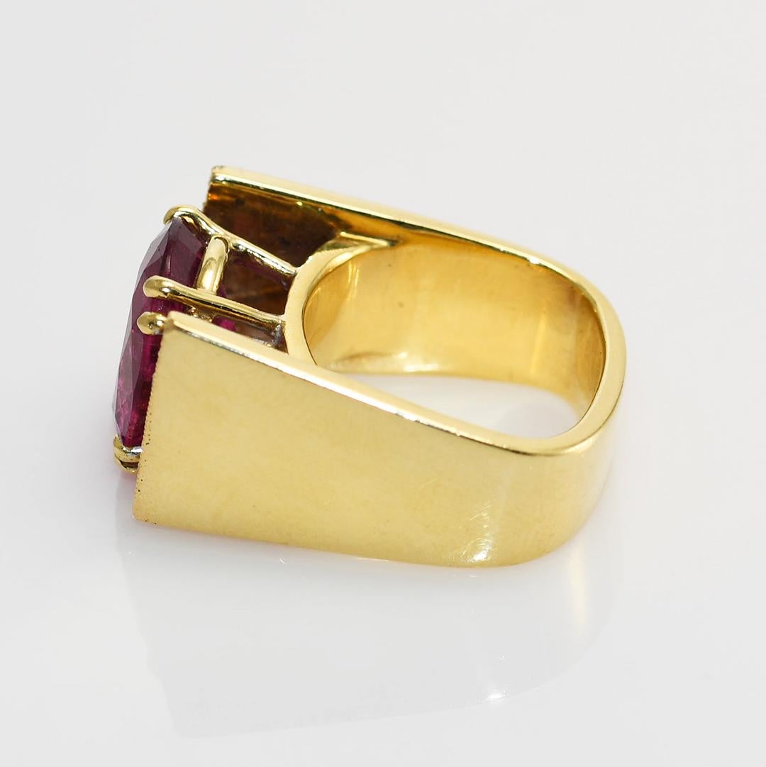 Bague en or jaune 18 carats avec tourmaline et diamants 16,7 g en vente 3