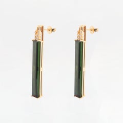 18K Yellow Gold Tourmaline Earring with Diamonds (B10449n)