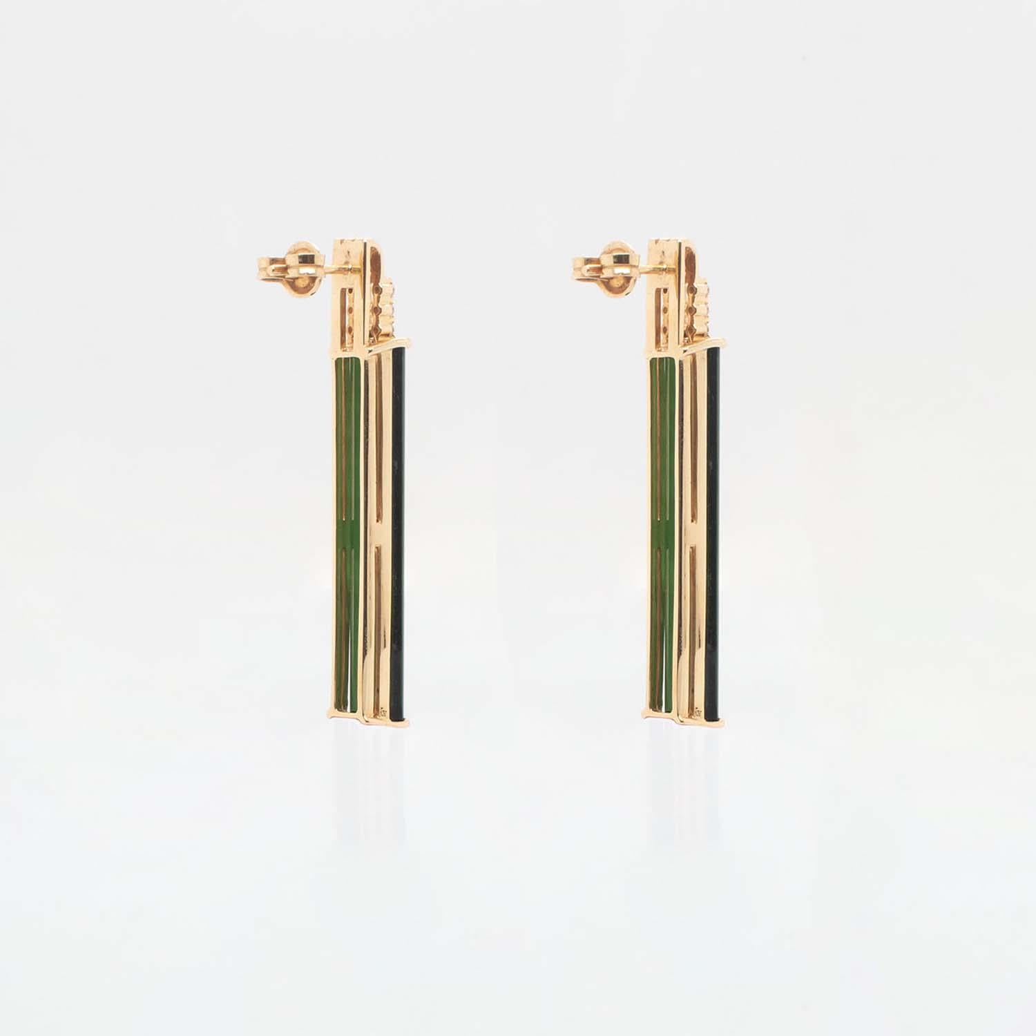 18K Yellow Gold Tourmaline Earring with Diamonds (B10449n) In New Condition For Sale In Teófilo Otoni, MG