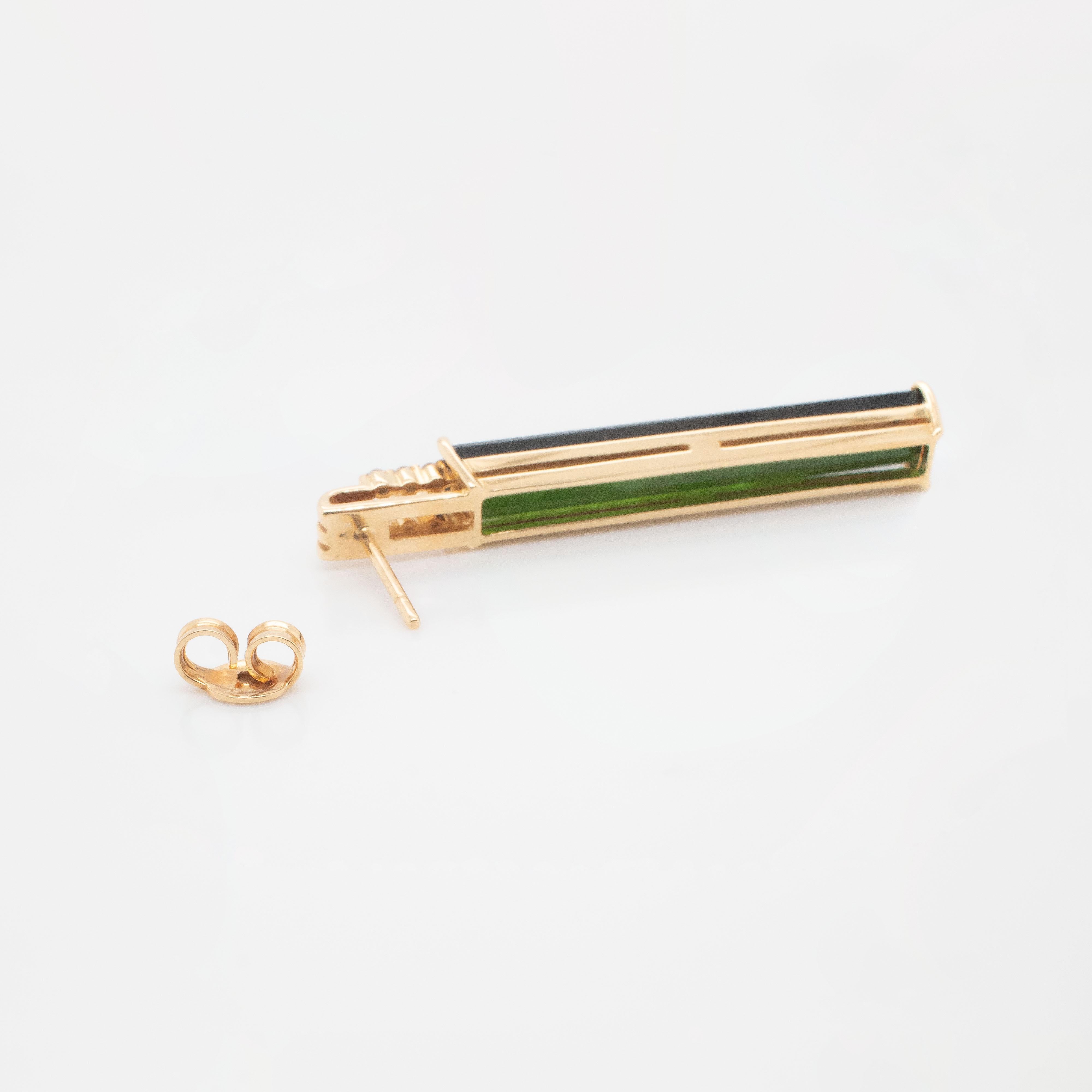 18K Yellow Gold Tourmaline Earring with Diamonds (B10449n) In New Condition For Sale In Teófilo Otoni, MG
