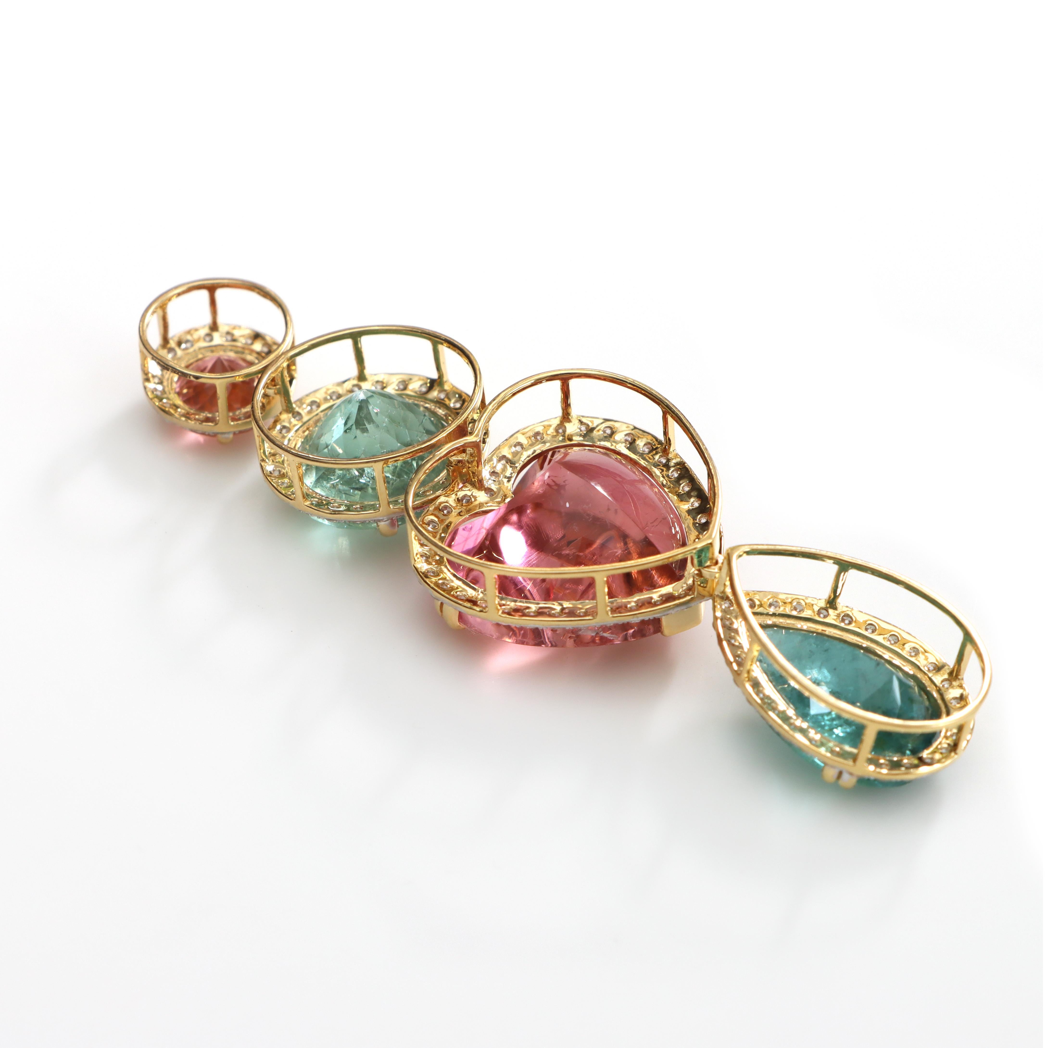 Taille brillant Pendentif Tourmaline en or jaune 18k, Pendentif Tourmaline pour femmes en vente