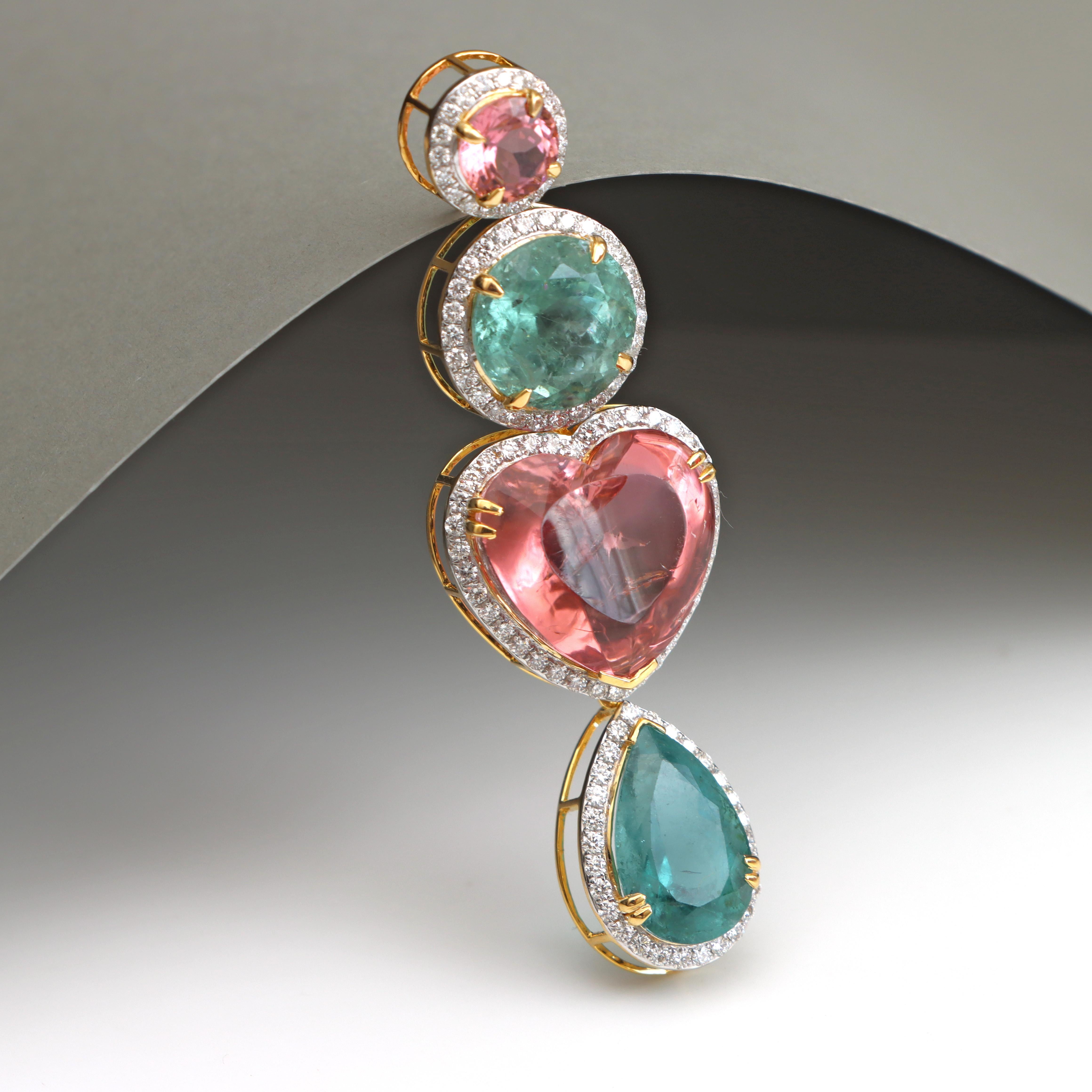 Pendentif Tourmaline en or jaune 18k, Pendentif Tourmaline pour femmes Neuf - En vente à Jaipur, IN