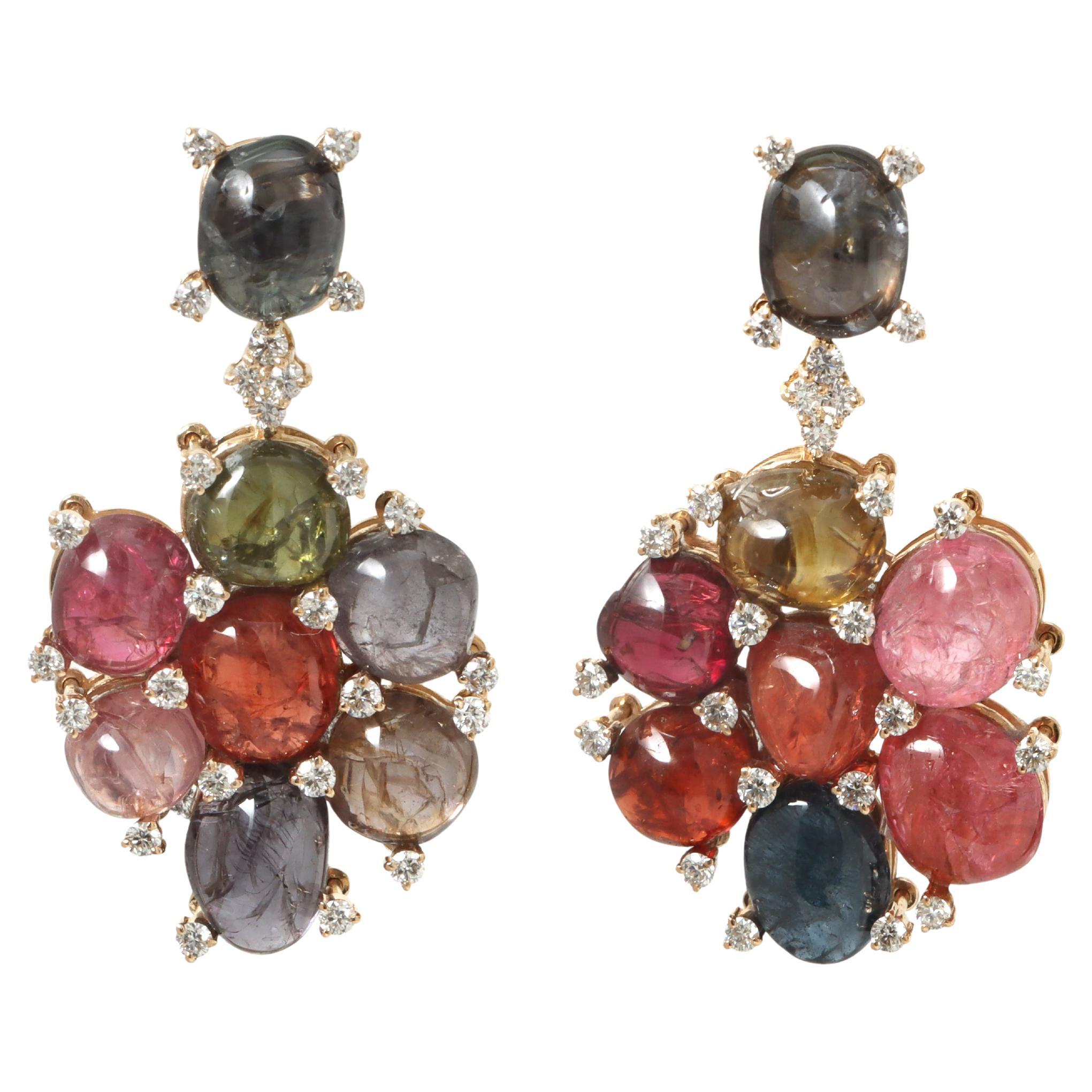 18k Yellow Gold Tourmaline Spinel Earrings For Her Birthday For Sale
