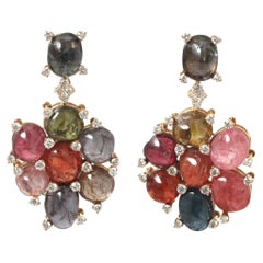 18k Yellow Gold Tourmaline Spinel Earrings For Her Birthday 18k Yellow Gold Tourmaline Spinel Earrings For Her Birthday