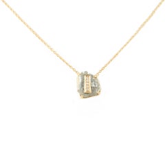 18k Solid Yellow Gold Fine Diamond "I" Initial Pendant Necklace Gift For Her