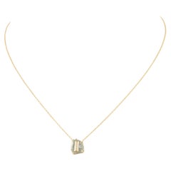 18 Karat massives Gelbgold feiner Diamant "I" Initial-Anhänger Halskette Geschenk für sie