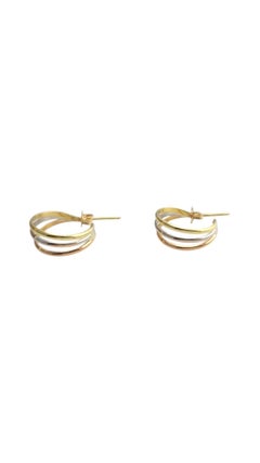 18K Yellow Gold Tri-Color Hoop Earrings #21109